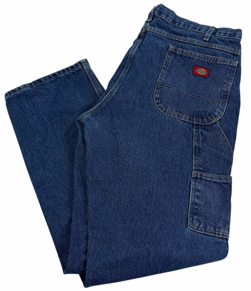 Vintage Dickies Double Knee Denim Jeans Men's 38x34 Blue Straight Work Dungaree